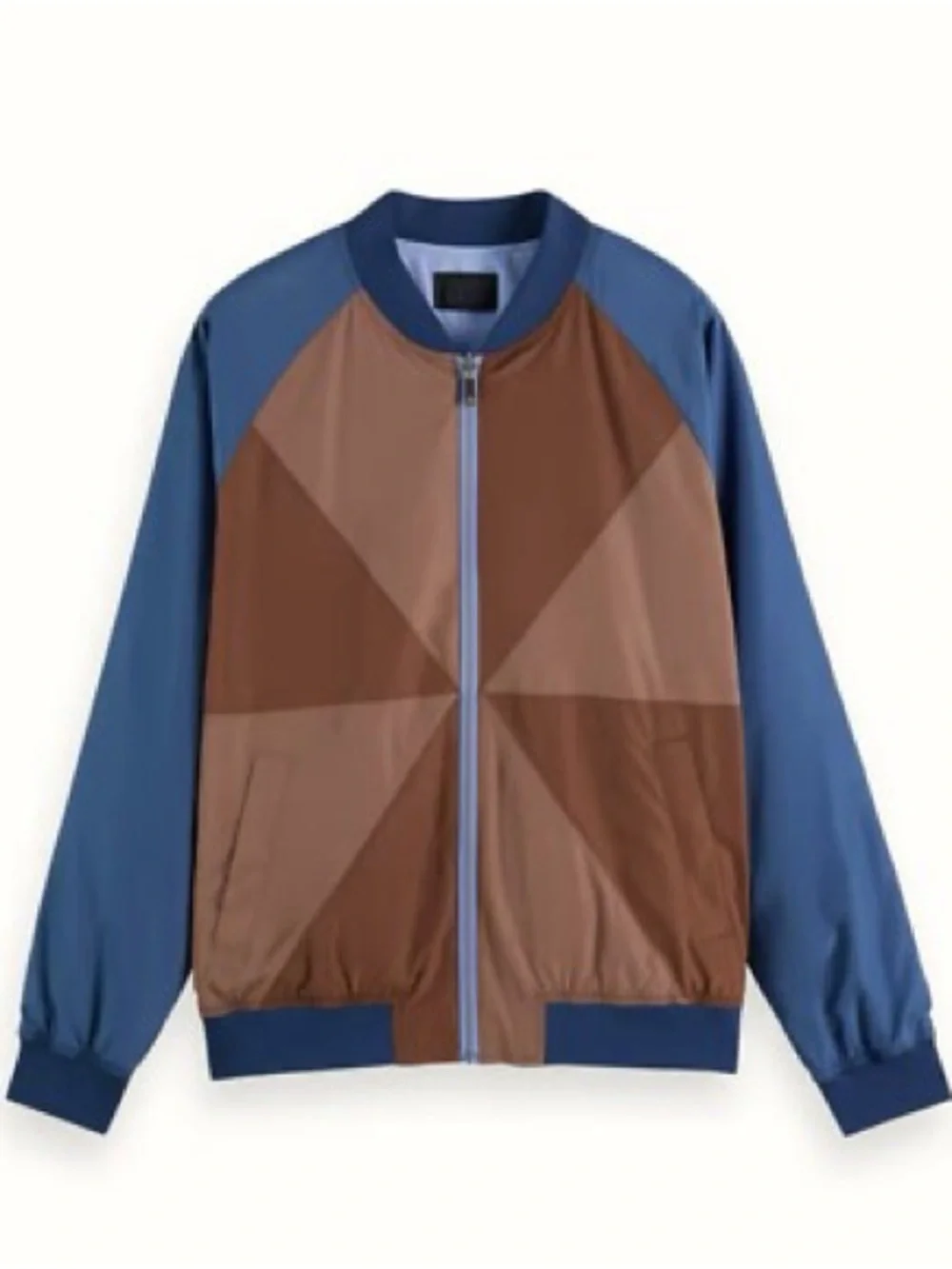 Scotch and Soda Men's Jacke Colorblock Bomber Reversible Jacket in Blue/  Brown